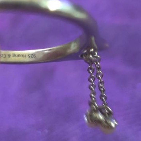 Sterling Silver Genuine Pink Opal Dangle Ring - Picture 4 of 8